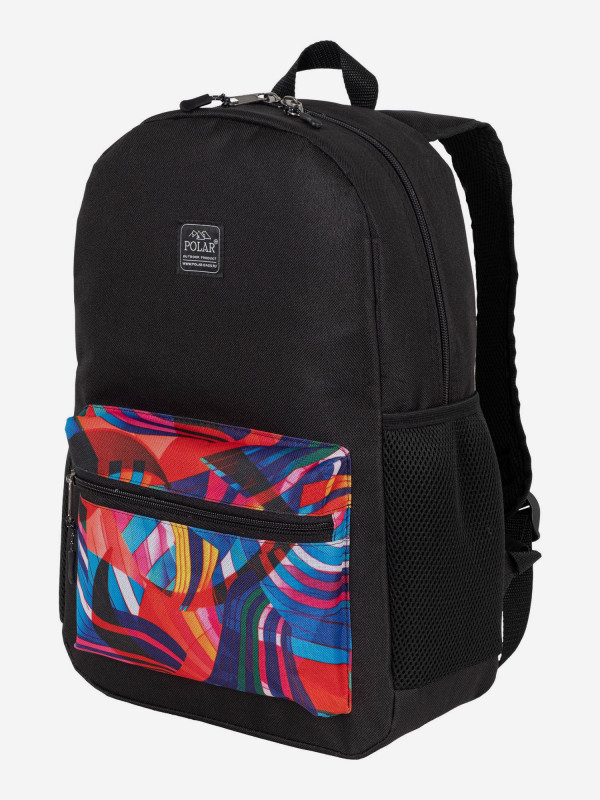 П17001 Рюкзак Polar NEW Абстракция красная на черном текстиль (Черный/красный/29*43*13/полиэстер/0,4 кг/16 литров/Polar)