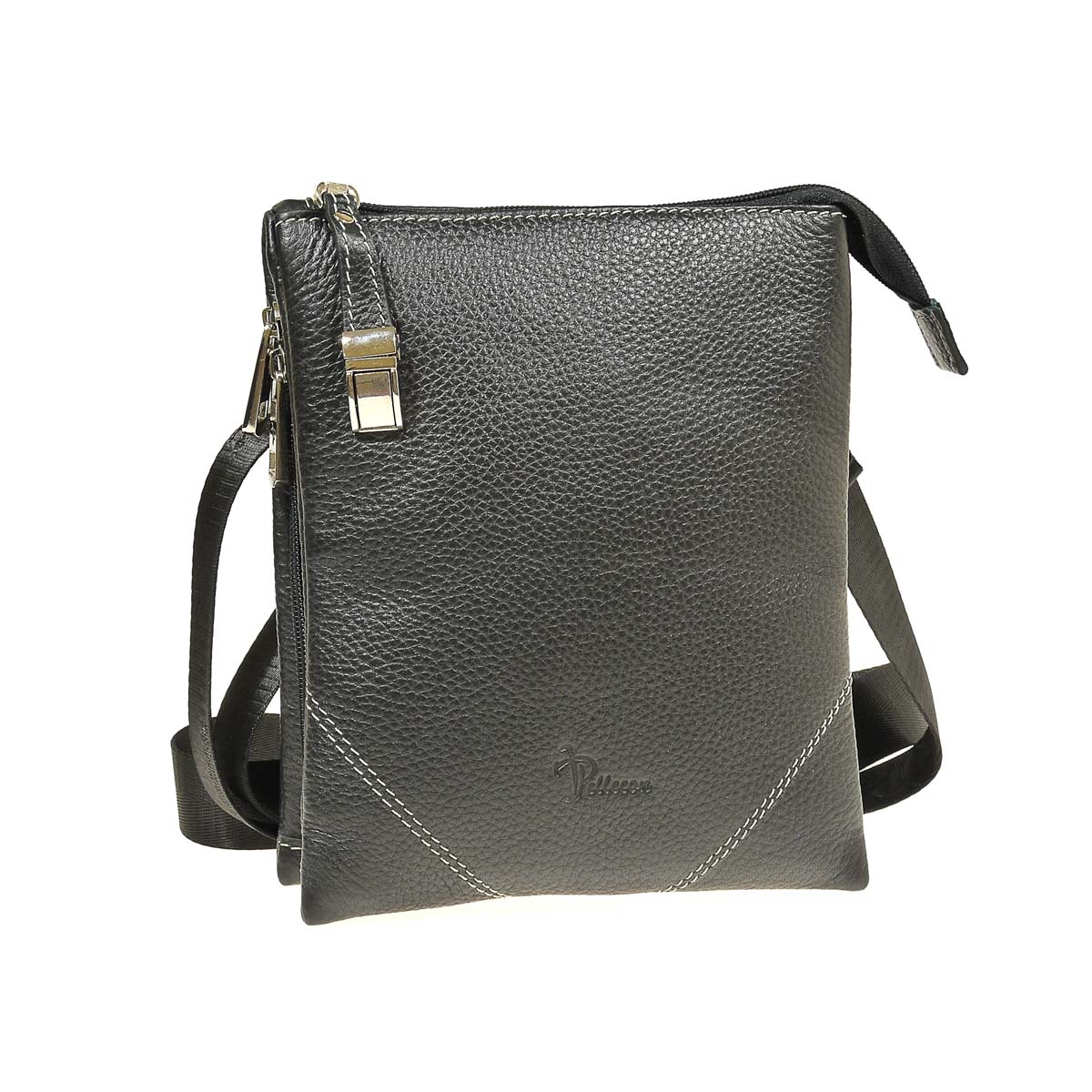 102-856-1 Сумка мужская кожа (Пеллекон) (черный/18*21*3,5/натуральная кожа/PELLECON)