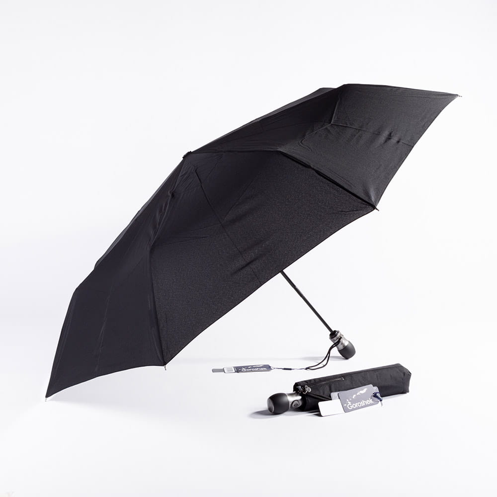 737390 Зонт мужской,3 сл.,полный автомат,ручка пласт. прямая (Черный/эпонж/Goroshek)