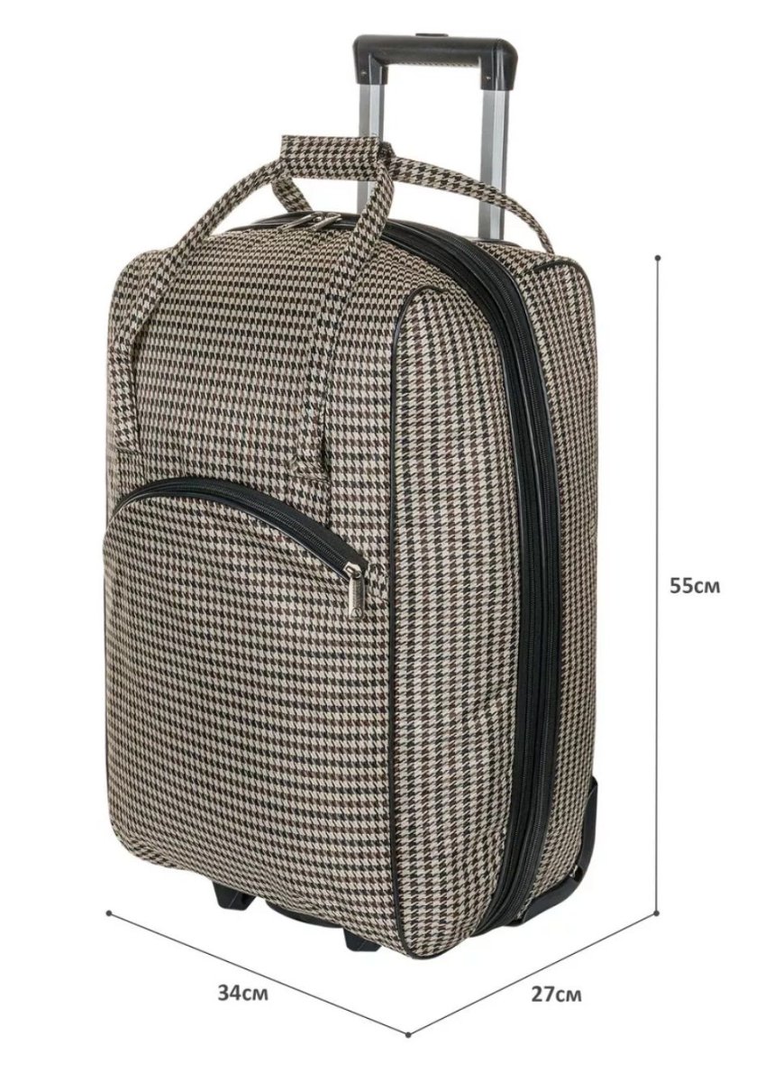 М-7301 Сумка на колесах дизайн гусиная лапка (Бежевый/55*26*35/полиэстер/NTL Continent)