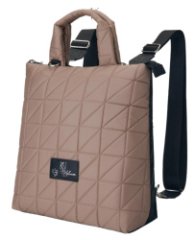 006-31604 Сумка-рюкзак женская бежевый темный+треугольники (Dewspo) (бежевый тёмный/29*31*14/текстиль/KATY NIKOLAEVA)