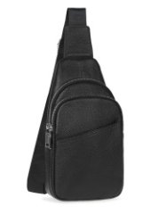 HL 11-431113 Рюкзак мужской на одной лямке натуральная кожа  (черный/15*27*7/натуральная кожа/Hogerland)