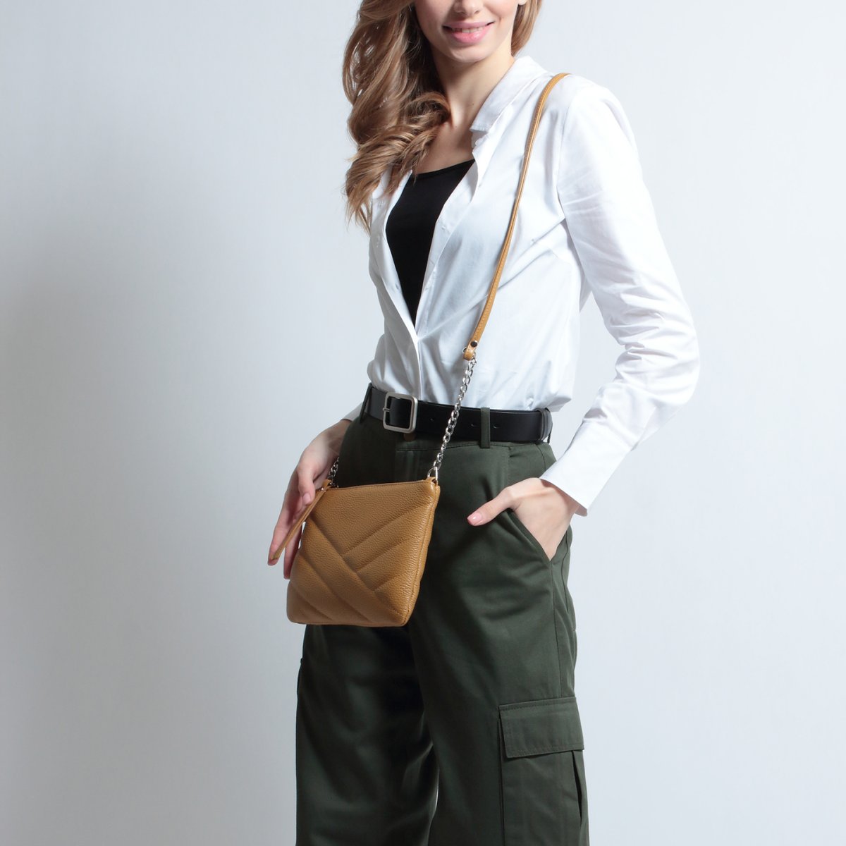 3132LN Сумка женская Охра (Жёлтый/26*18*6/натуральная кожа/Richet)