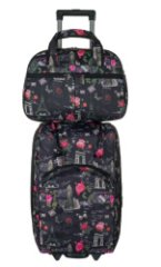 М-7321Б Сумка на колесах с бьютиком дизайн париж (Серый/30*53*27+28/полиэстер/NTL Continent)