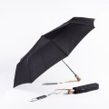 737150 Зонт мужской, 3 слож, полный автомат, ручка дер.прямая (Черный/эпонж/Goroshek)