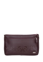 77553 Косметичка ЛЕНА CHERRY кожа вишня тиснение кэж. (Бордовый/натуральная кожа/Esse)