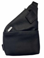 1902 Рюкзак на одно плечо натуральная кожа (черный/20*30*3/натуральная кожа/Redmond)