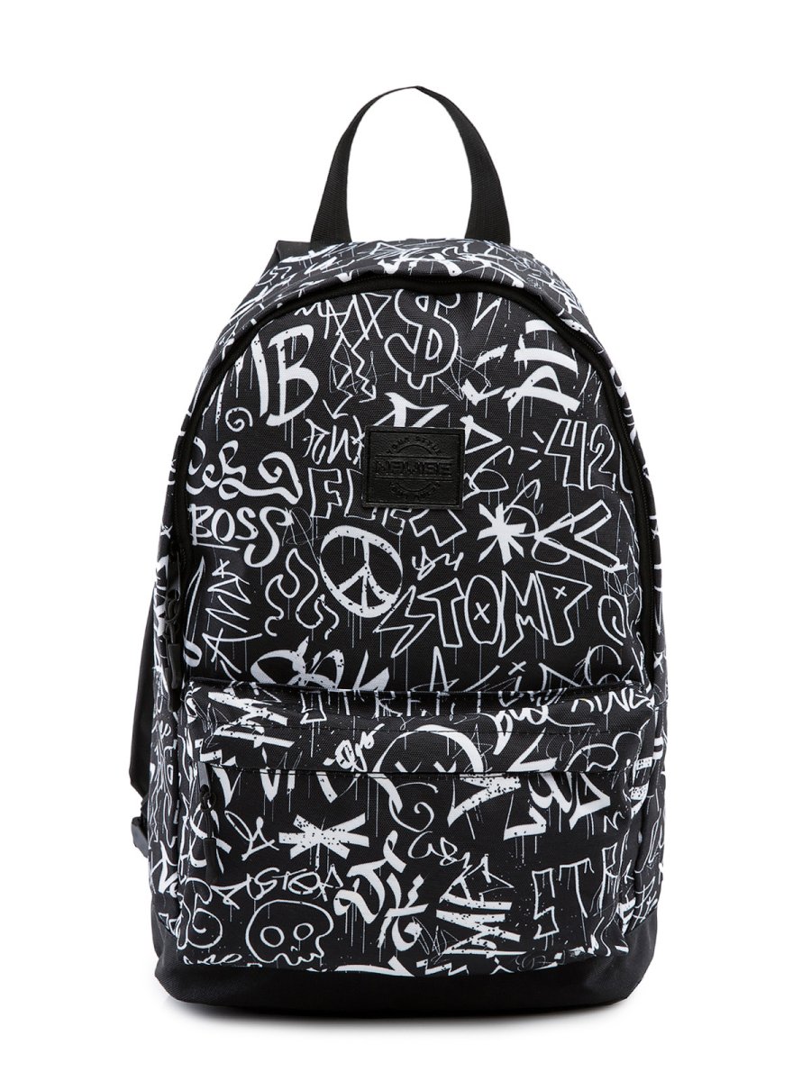 V06M-02 001 112 Рюкзак (чёрный) ткань (Черный/белый/27*39*13/текстиль/NaVibe)