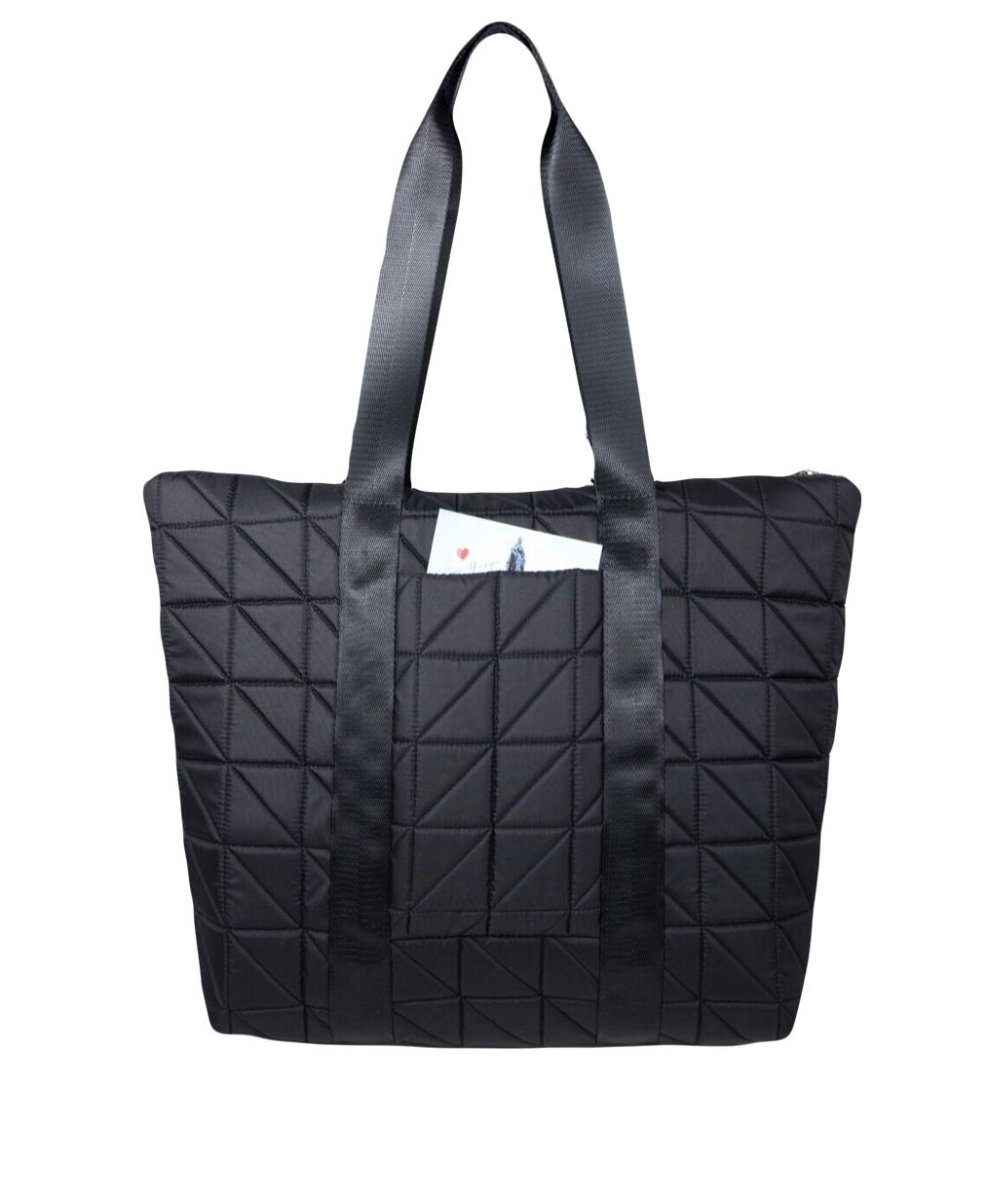 710-30304 Сумка шоппер/пляжная черный+треугольники (Dewspo) (Черный/38*34*15/текстиль/KATY NIKOLAEVA)