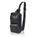 8472 Рюкзак на одно плечо натуральная кожа (черный/19*34*6/натуральная кожа/Redmond)