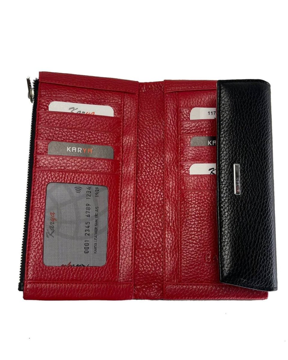 1173-45/46 Портмоне женское натуральная кожа KARYA (Черный/красный/19*10*1,5/натуральная кожа/KARYA)