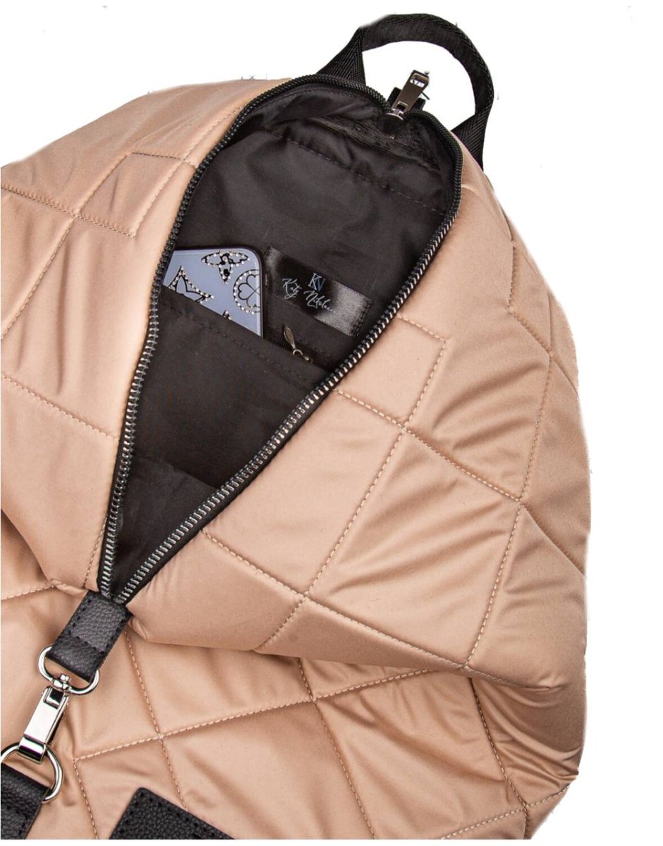 709-3070304/1 Рюкзак беж+ромбы+карабин+мягк. лямки (Dewspo) (Бежевый/29*37*16/текстиль/KATY NIKOLAEVA)