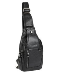 0264-45 Сумка-рюкзак мужской на одной лямке натуральная кожа KARYA (Черный/16*30*9/натуральная кожа/KARYA)