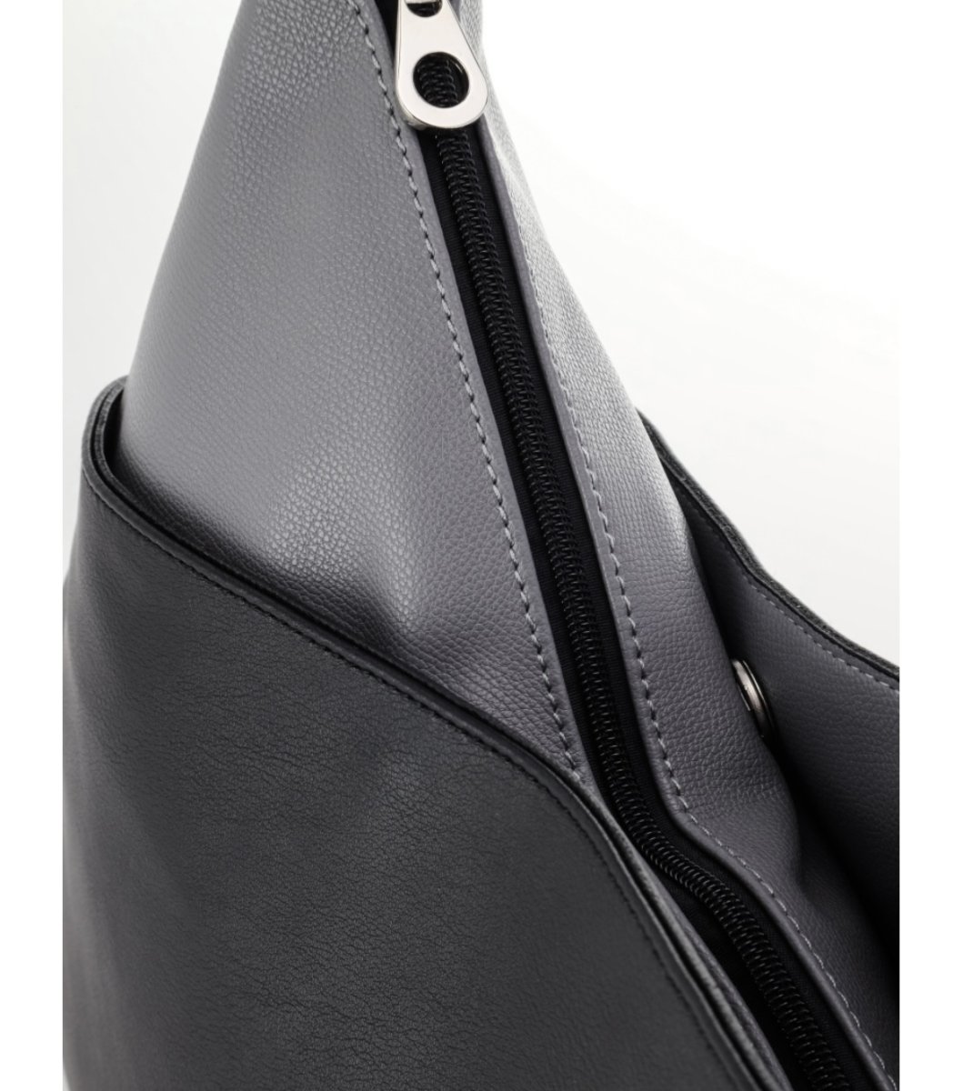 3510 Сумка женская черный/св. серый (Черный/Светло-серый/32*33*10/Экокожа)