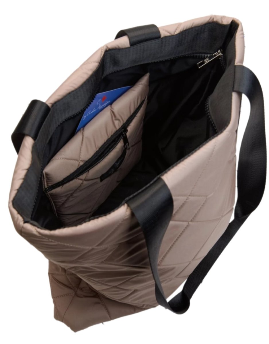 708-31603 Сумка шоппер бежевый темный+ромбы большие (Dewspo) (бежевый тёмный/текстиль/KATY NIKOLAEVA)