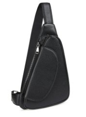 HL 31-206115 Рюкзак мужской на одной лямке экокожа (чёрный)  (черный/18*25*3/экокожа/Hogerland)