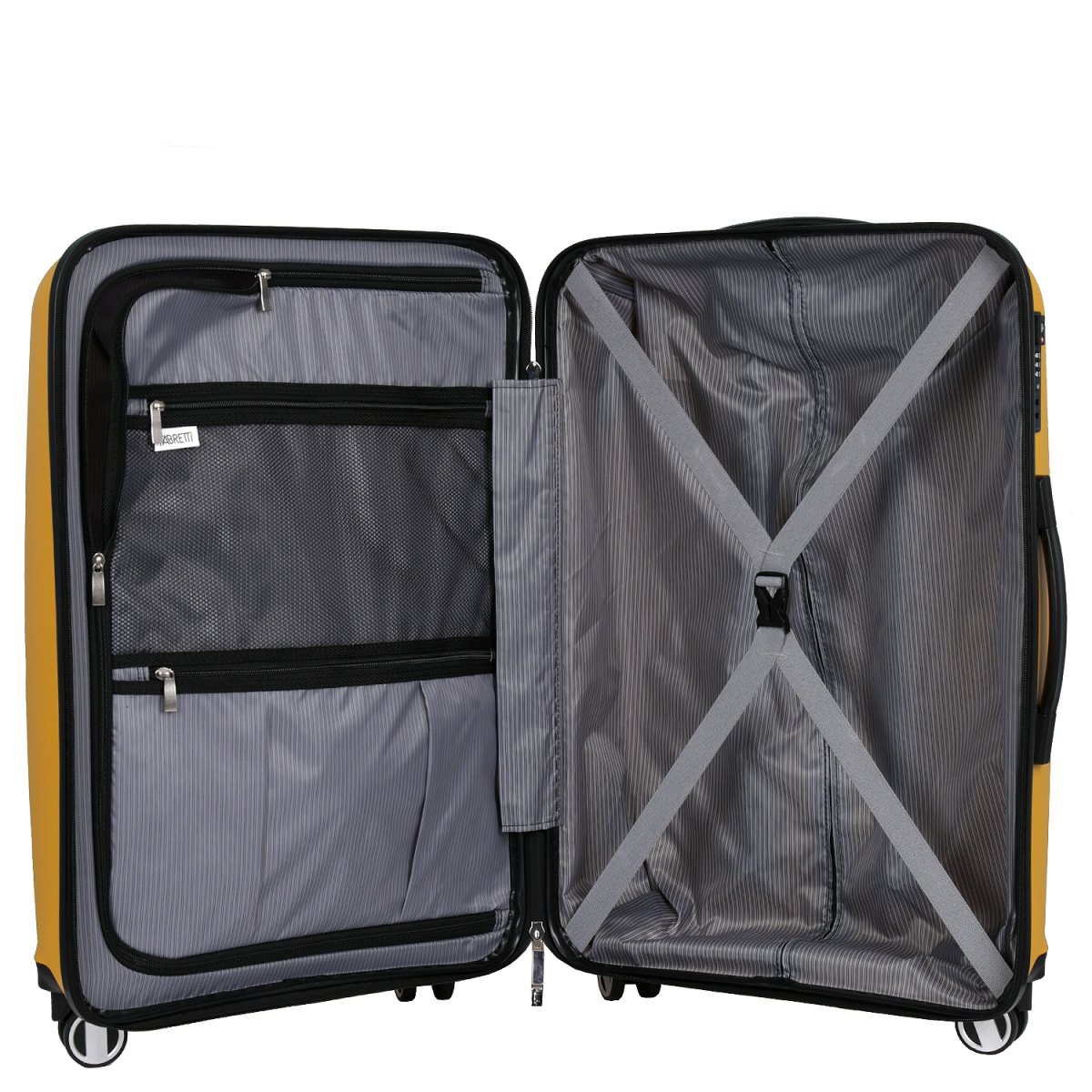 EN7520-024-7 Чемодан 4-х колесный 100% полипропилен FABRETTI  (Жёлтый/45*68*25/полипропилен/M)