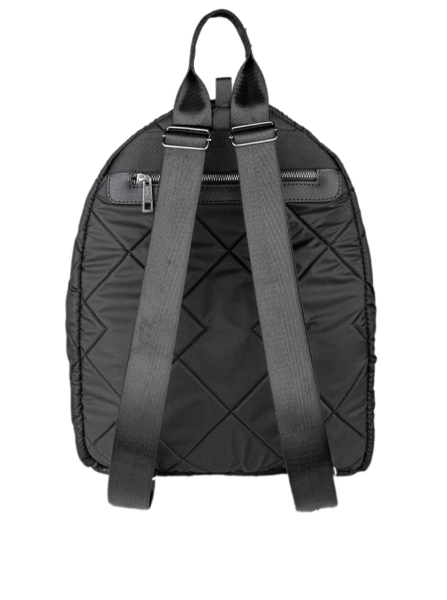 706-3030404 Рюкзак женский черный+треугольники+карабин (Dewspo) (Черный/29*37*16/текстиль/KATY NIKOLAEVA)