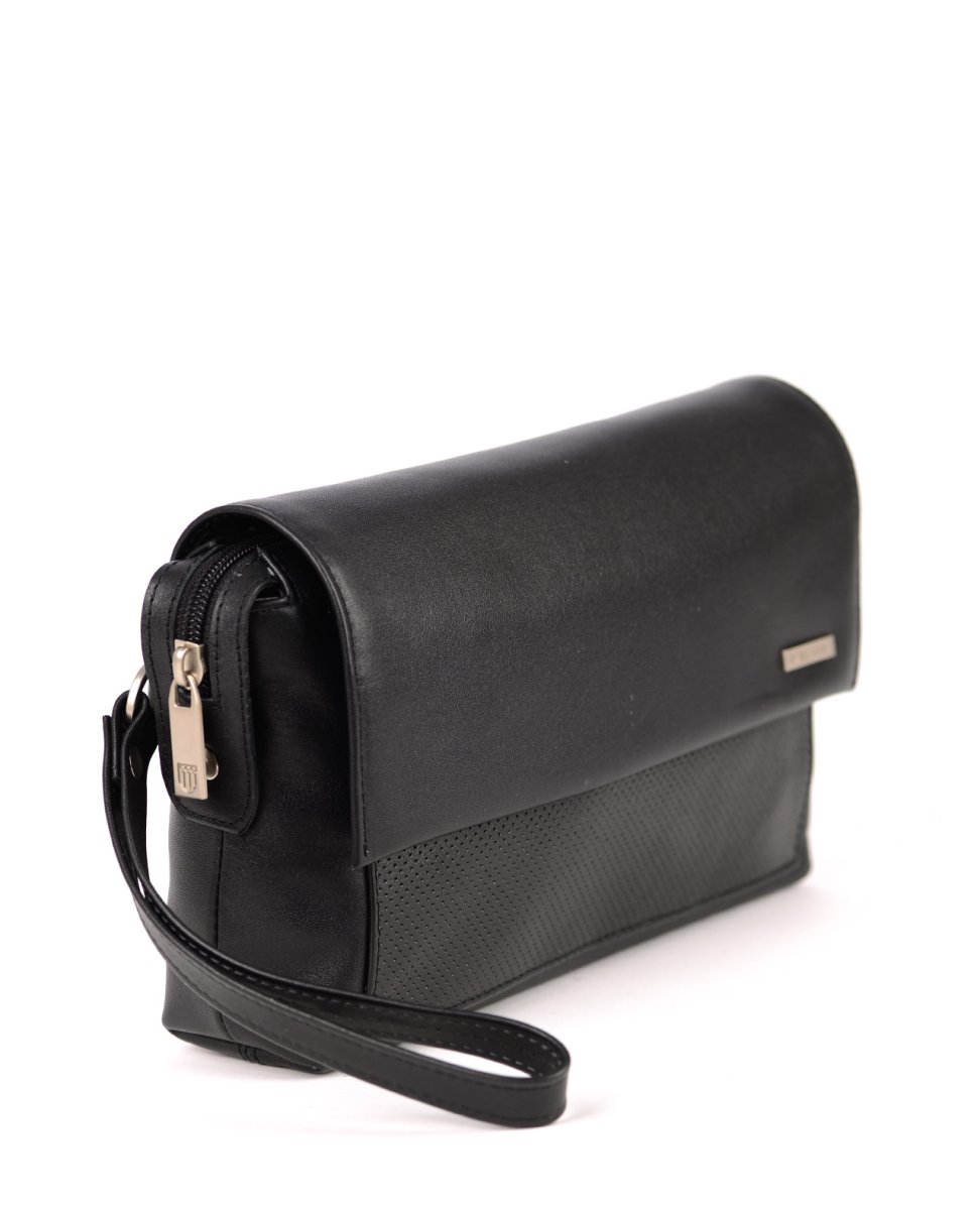 53130 Сумка-клатч LEWIS SPORT кожа перфорированная черный (Черный/22*13*5/натуральная кожа/R.Blake)