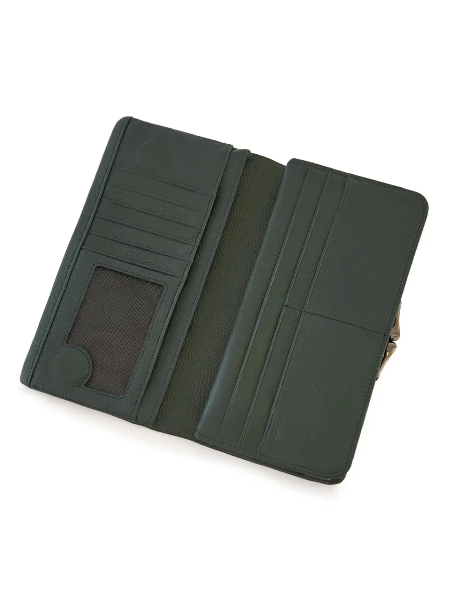 51-373-15-2 Кошелек женский (зелёный) (Зелёный/21*10*2/натуральная кожа)