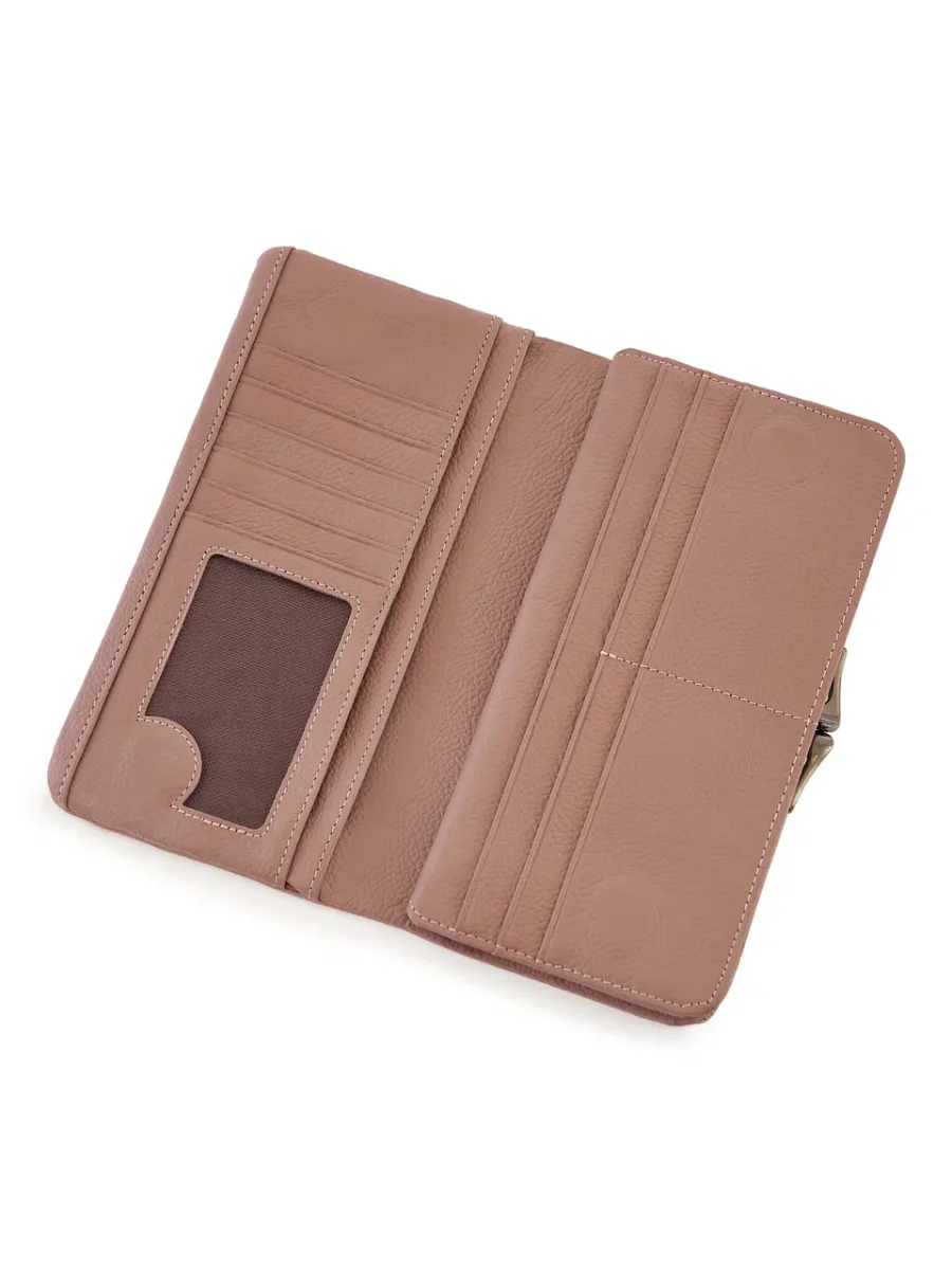 51-373-18-2 Кошелек женский (пудровый) (Розовый/21*10*2/натуральная кожа)