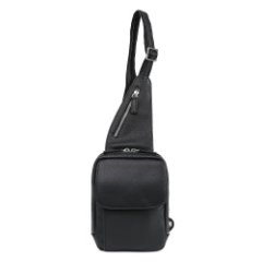L2388-2 FABRETTI Сумка-слинг мужская натуральная кожа (черный/15*20*5)