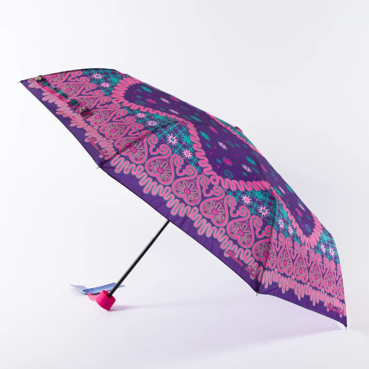 43516 Зонт женский,3 сл,механика,пласт прямая (Мультиколор/8-55/эпонж/Russian Look)