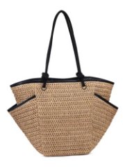 116-014-69 Сумка пляжная (бежевый/черный) (бежевый/чёрный/58*35*15/целлюлоза 95%/экокожа 5%/Hogerland)