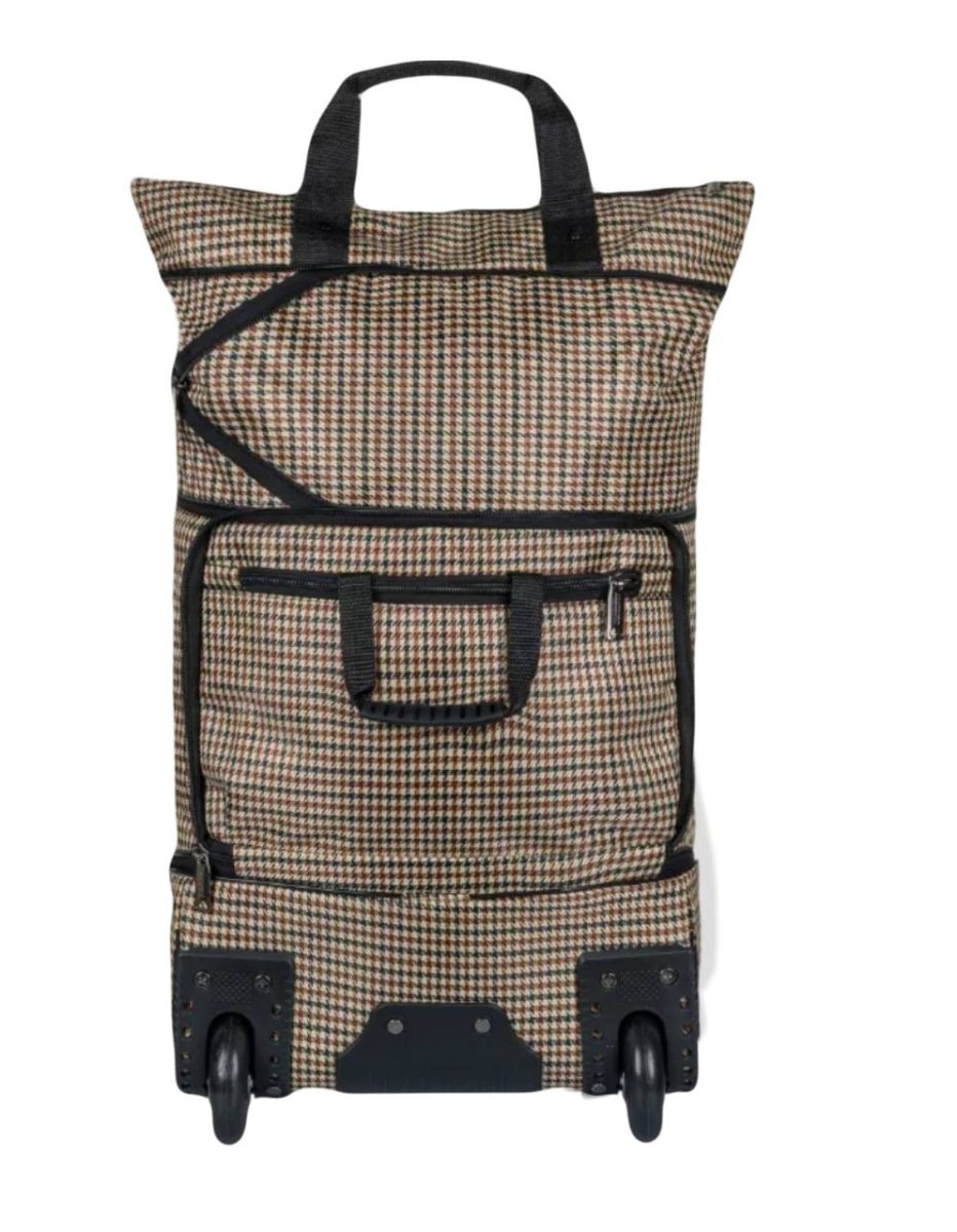 М-40-1 Сумка на колесах дизайн гусиная лапка (Бежевый/47*34*17/полиэстер)