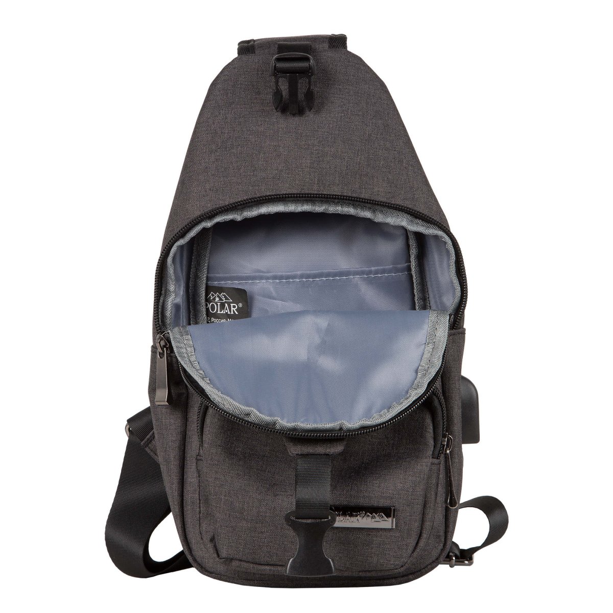 П0140-05 (Black) рюкзак однолямочный текстиль (черный/17*32*6,5/полиэстер/0,33 кг/3,5 литра/Polar)