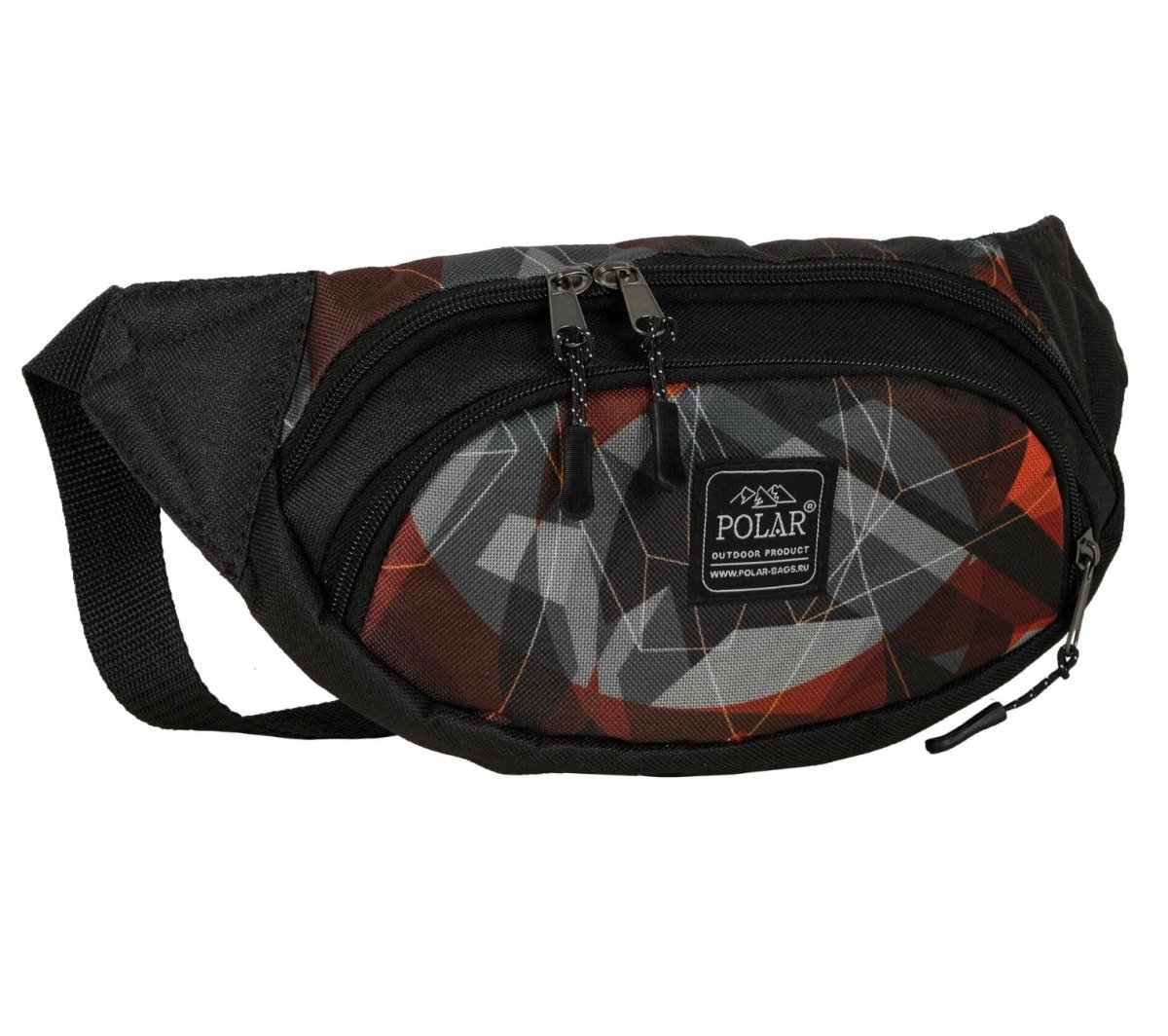 П17011 сумка поясная Polar Абстракция коричневая на черном (Черный/коричневый/15*33*6/полиэстер/014 кг/2 литра/Polar)