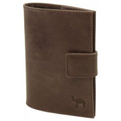 345/К Обложка для паспорта с хлястиком (Camel)  (коричневый/натуральная кожа/Dimanche)