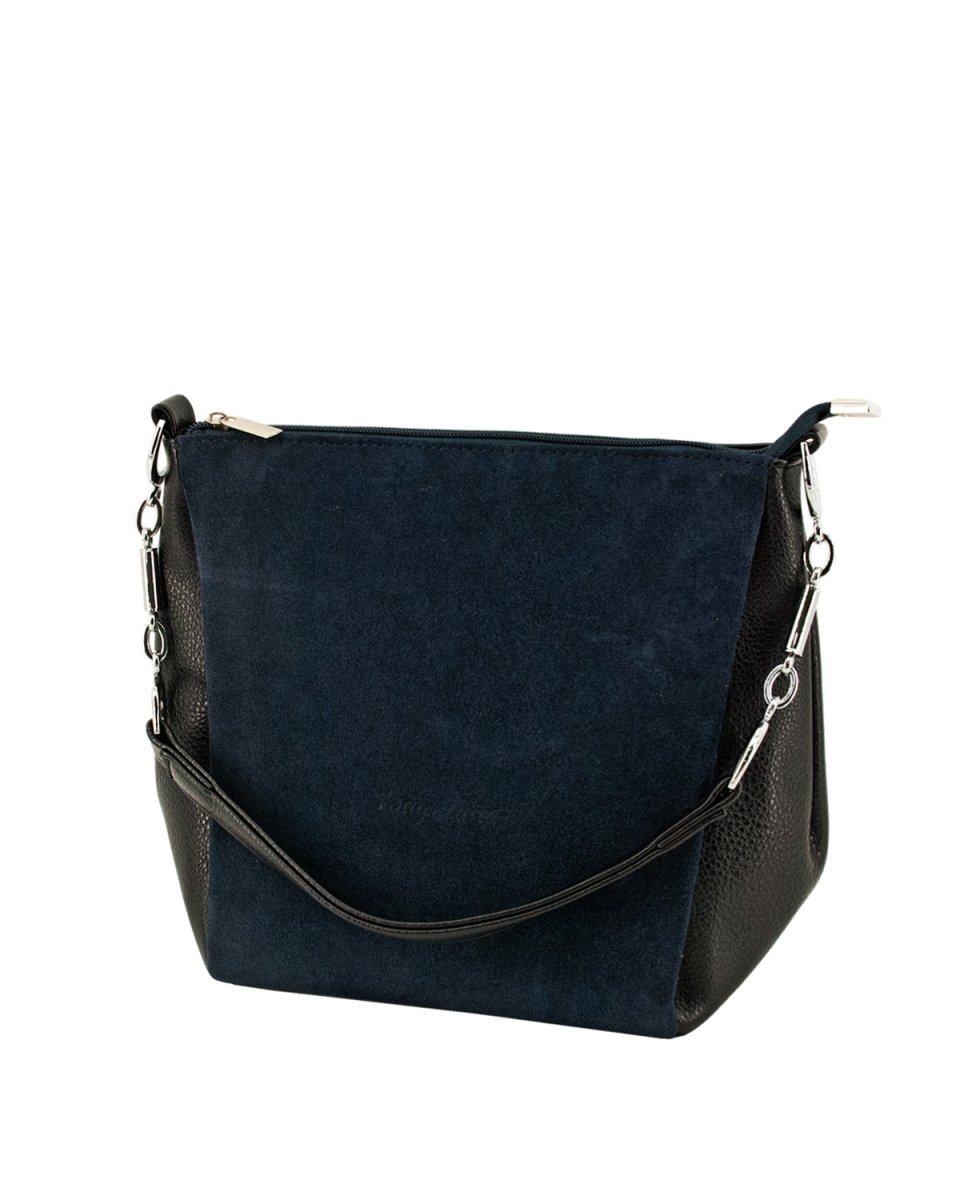 В2804-03140 Сумка женская (синий/чёрный) (Синий/чёрный/19*23*10/натуральная замша/экокожа/S/Bagsland)