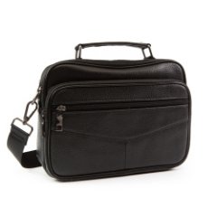 01-801-21-4 Сумка мужская натуральная кожа (чёрный) (Черный/26*6*19/натуральная кожа/M/Redmond)