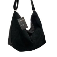 5121 Сумка женская натуральная замша/кожа (black) (черный/46*36*18/натуральная замша/кожа/Redmond)