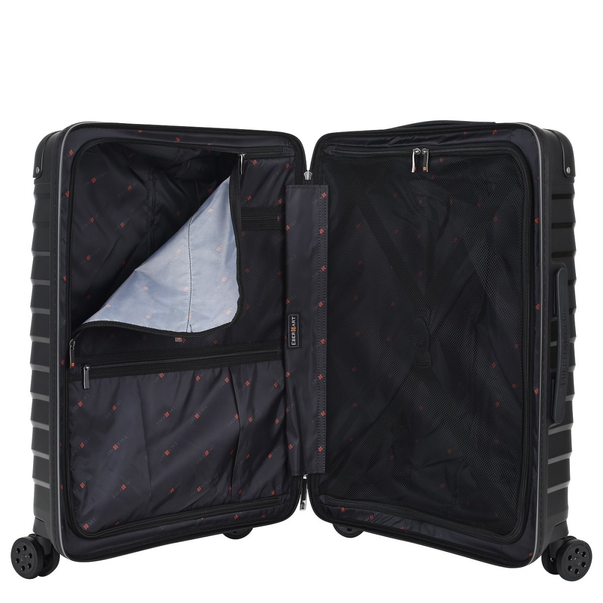 41H-001-424 Чемодан 4-х колесный (черный/45*68*26/полипропилен/M/3,4 кг/Eberhart)