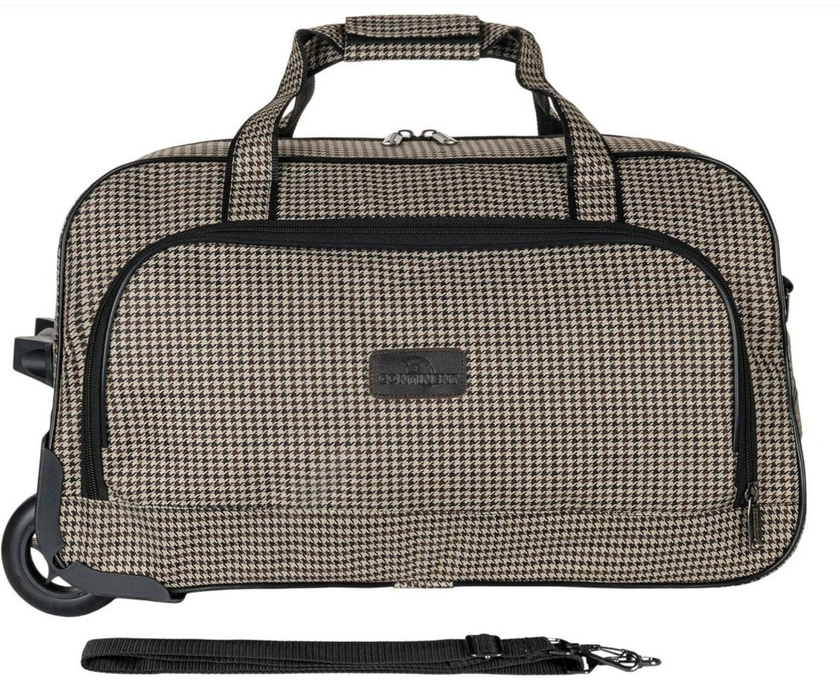 М-18 Сумка на колёсах дизайн гусиная лапка (Бежевый/50*28*29/полиэстер/NTL Continent)