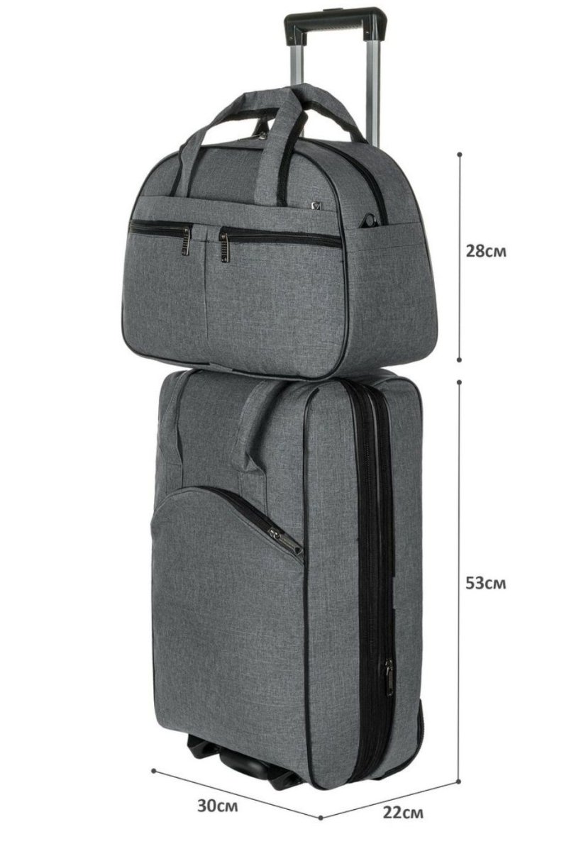 М-7321Б Сумка на колёсах с бьютиком катионик серый (Серый/30*53*22/полиэстер/NTL Continent)