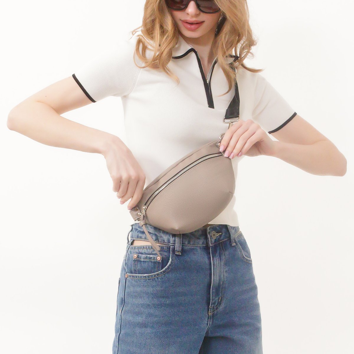 2476VNM Сумка женская поясная Тауп (Бежевый тёмный/26*16*8/Экокожа/Richet)