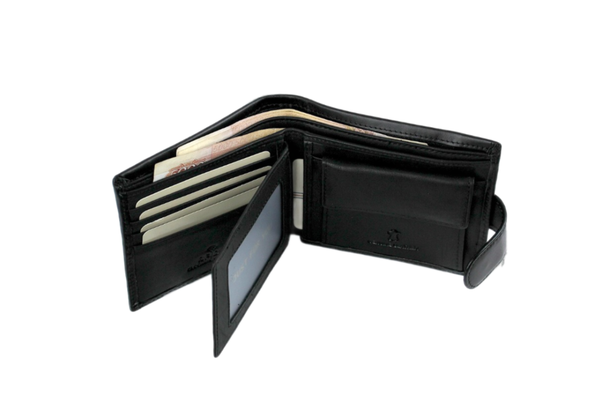 XP135-02A Портмоне (чёрный) (Черный/12*9*1,5/натуральная кожа/Redmond)