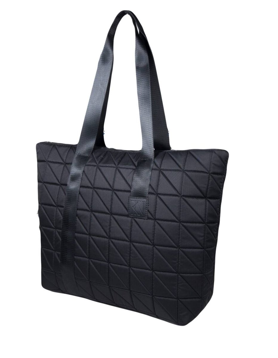 710-30304 Сумка шоппер/пляжная черный+треугольники (Dewspo) (Черный/38*34*15/текстиль/KATY NIKOLAEVA)