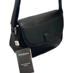 2002К Сумка женская натуральная кожа (black) (Черный/21*15,5*6/натуральная кожа/Redmond)