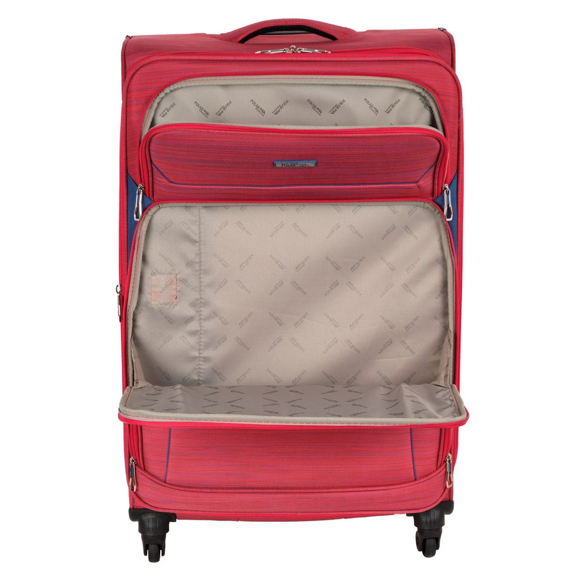 Р1801 (3-ой) Red (19) красный чемодан малый тканевый облегченный (красный/34,5*55*22/полиэстер/2,5 кг/37 литров/Polar)