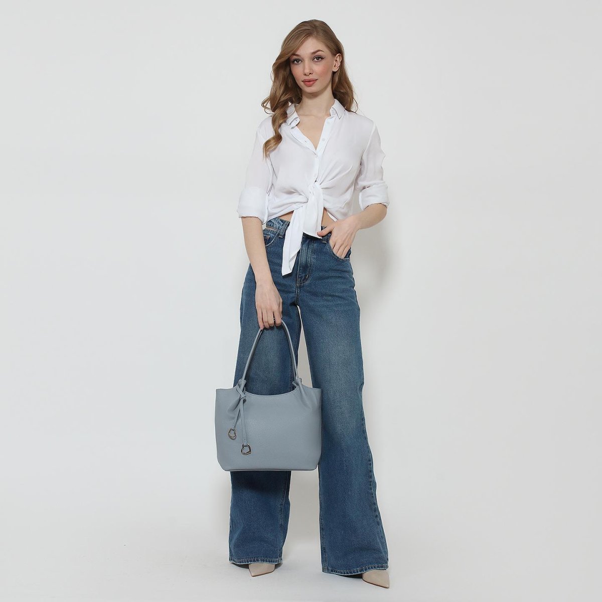 2535VN Сумка женская Голубой (Серый/32*25*12/Экокожа)