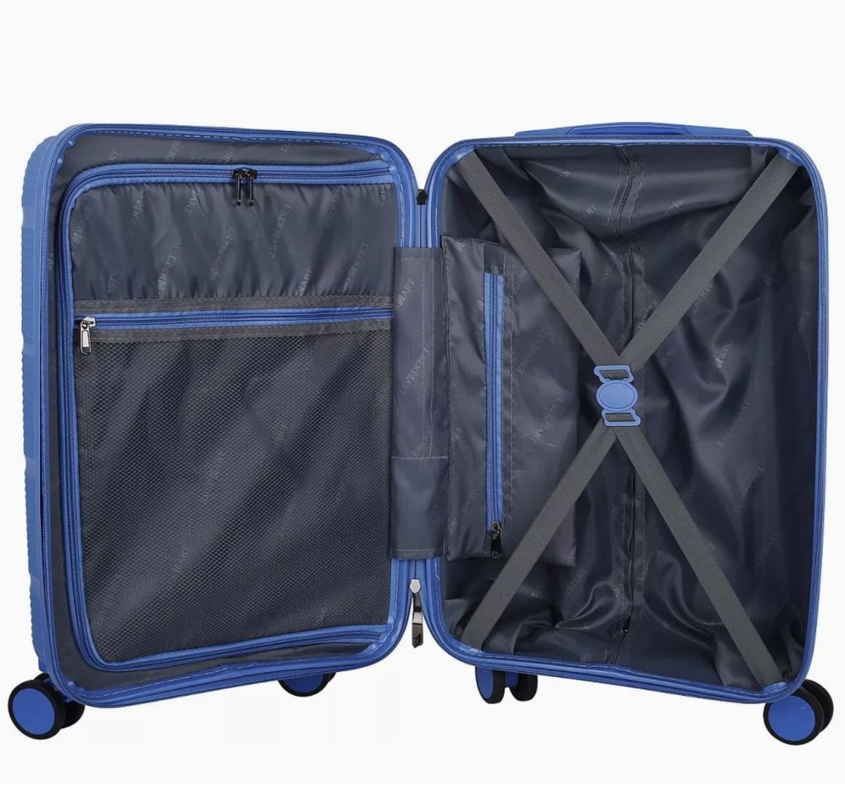 47B-005-424 Чемодан 4-х колесный (Голубой/42*66*25/полипропилен/M/3,3 кг/3,3 кг/56 литров/Eberhart)