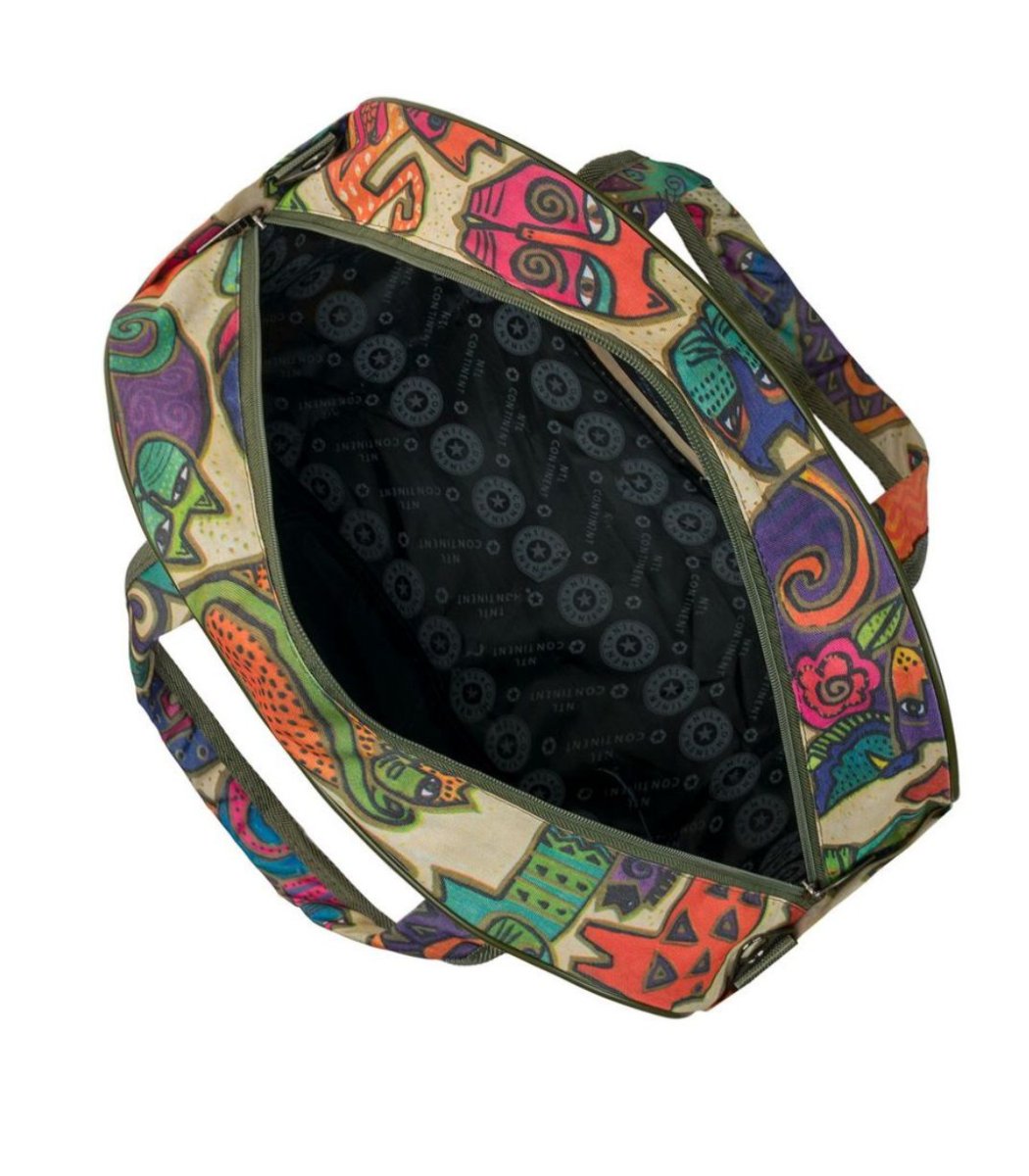 М-7321Б Сумка на колесах с бьютиком дизайн кошки бежевый  (Бежевый/30*53*27+28/полиэстер/NTL Continent)