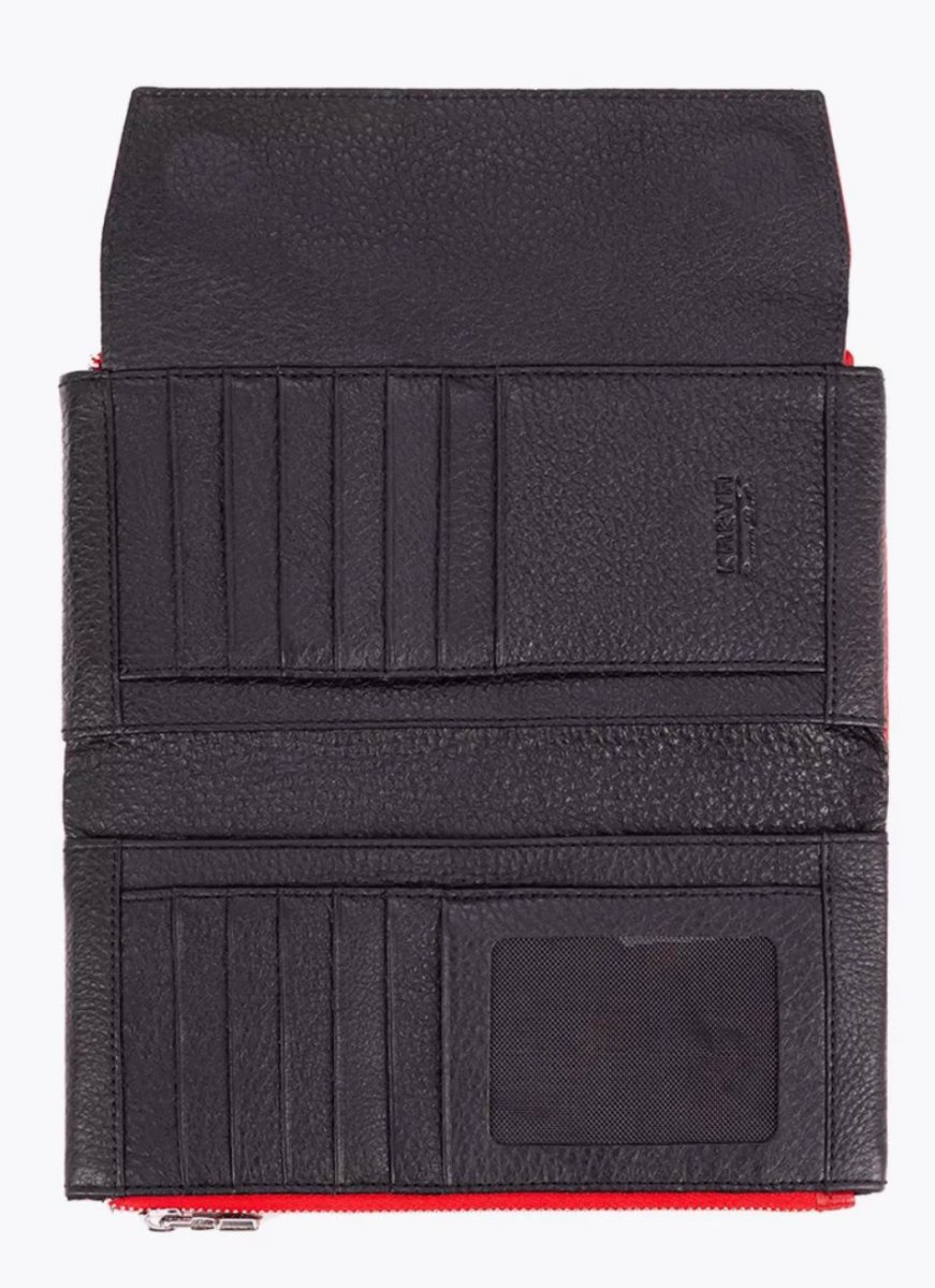 1173-46/45 Портмоне женское натуральная кожа KARYA (Красный/чёрный/19*10*1,5/натуральная кожа/KARYA)