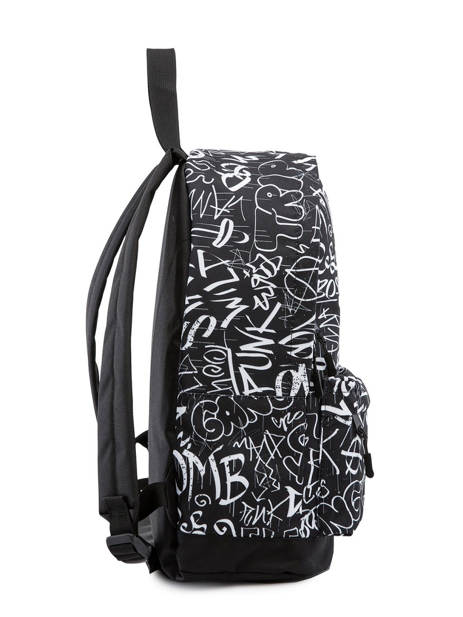 V06M-02 001 112 Рюкзак (чёрный) ткань (Черный/белый/27*39*13/текстиль/NaVibe)