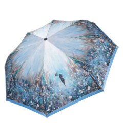 UFLS0084-9 Зонт женский Fabretti, автомат, 3 сложения, сатин (голубой)