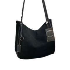 48 Сумка женская натуральная замша/кожа (black) (черный/28*29*10/натуральная замша/кожа/Redmond)